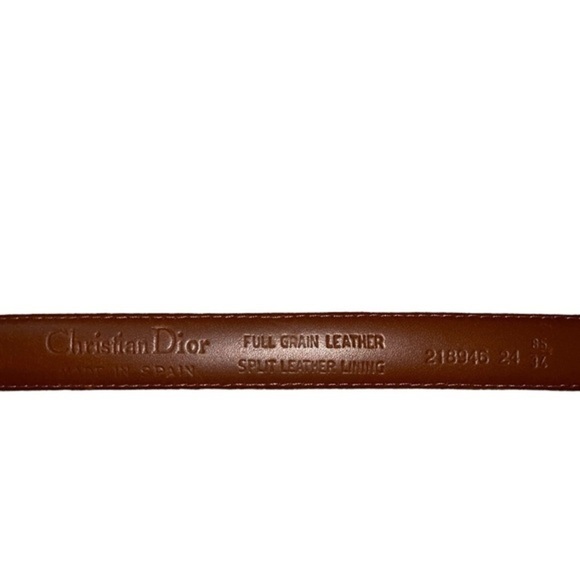 {Christian Dior Men’s Made in Spain Brown Leather Belt Size 34} - Picture 1 of 9
